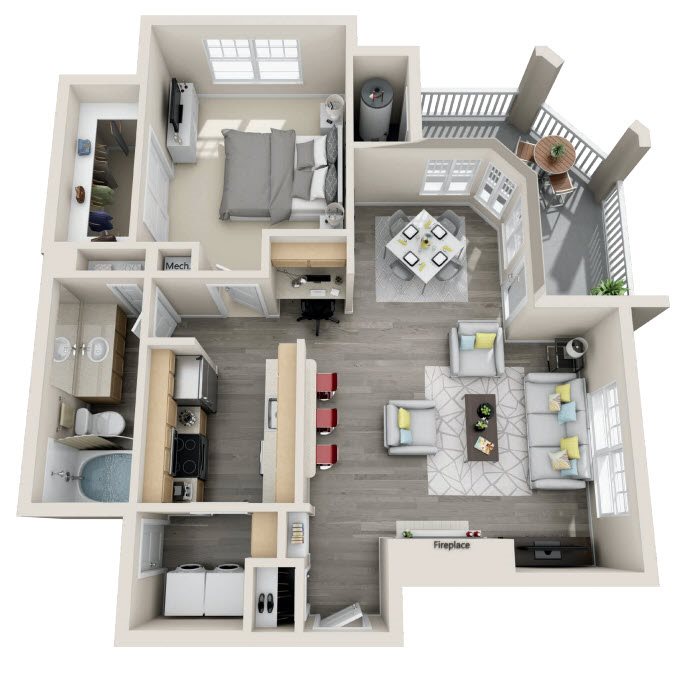 The Ashborough_Ashburn VA_Floor Plan_A43_One Bedroom One Bathroom The Ashborough_Ashburn VA_Floor Plan_A43_One Bedroom One Bathroom